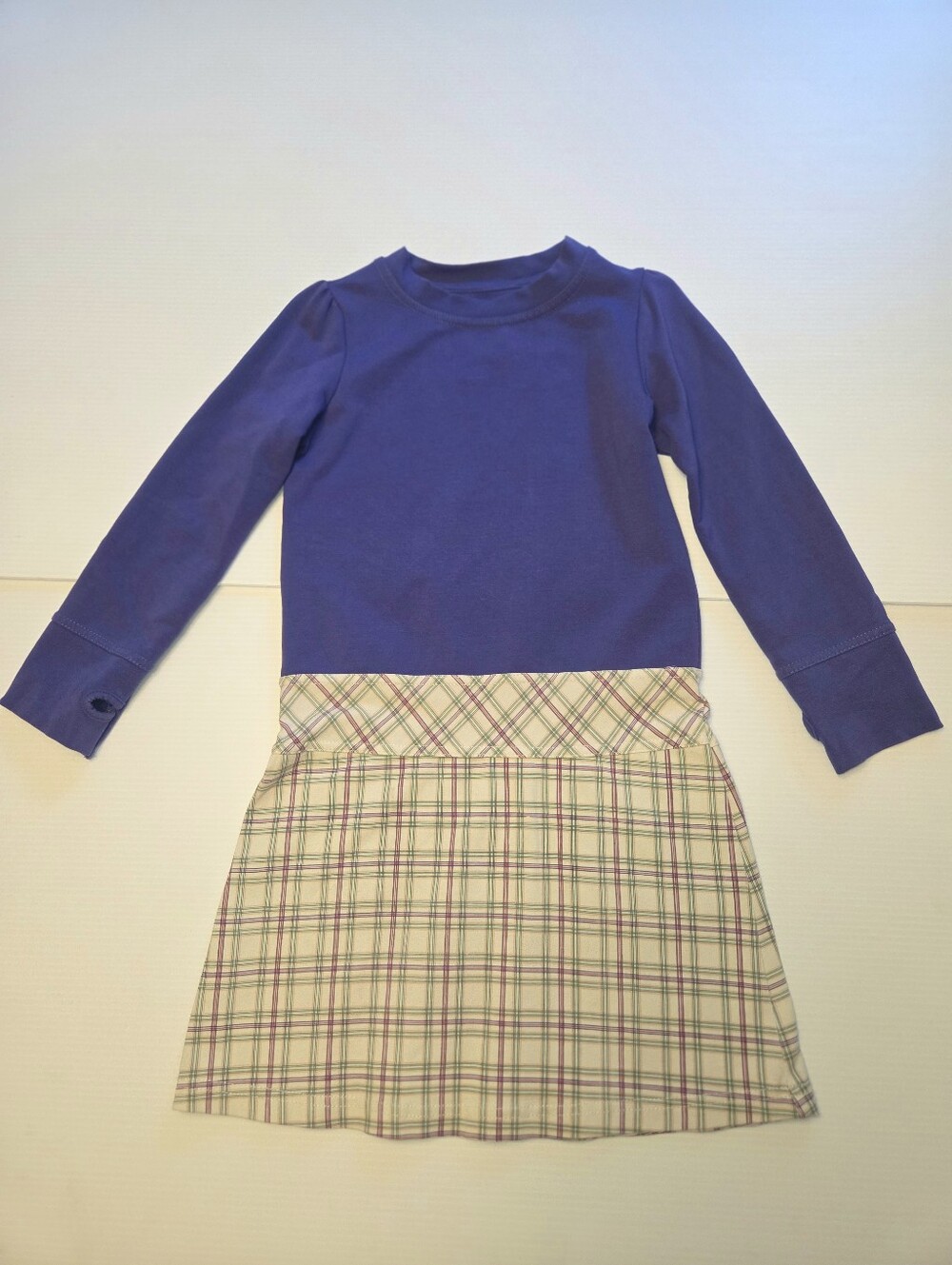 Peekaboo Beans Front Of The Line Purple Plaid Dress Long Sleeve 5
